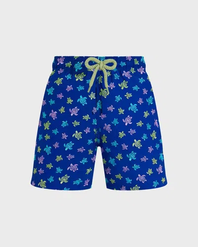 Vilebrequin Kids' Boys Swimwear Embroidered Micro Ronde Tortues Multicolores In Blue