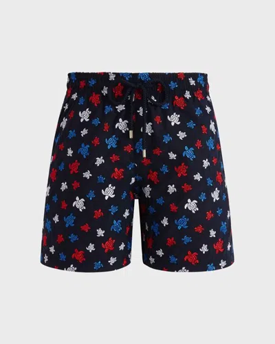Vilebrequin Kids' Boys Swimwear Embroidered Ronde Tortues Tricolores In Blue