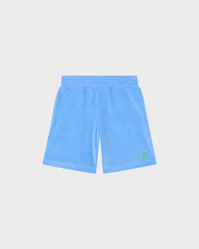 Vilebrequin Kids' Boys Terry Bermuda Shorts Embroidered Turtle In Blau