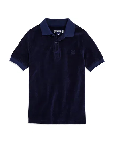 Vilebrequin Kids' Terry-cloth Organic Cotton Polo Shirt In Navy
