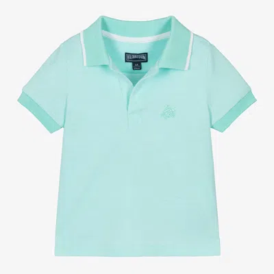 Vilebrequin Kids' Boys Turquoise Blue Cotton Polo Shirt
