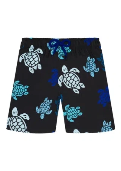 Vilebrequin Boys Ultra-light And Packable Swim Shorts Tortues Multicolores In Black