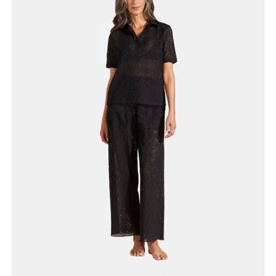 Vilebrequin Broderies Anglaises Cotton Polo In Noir