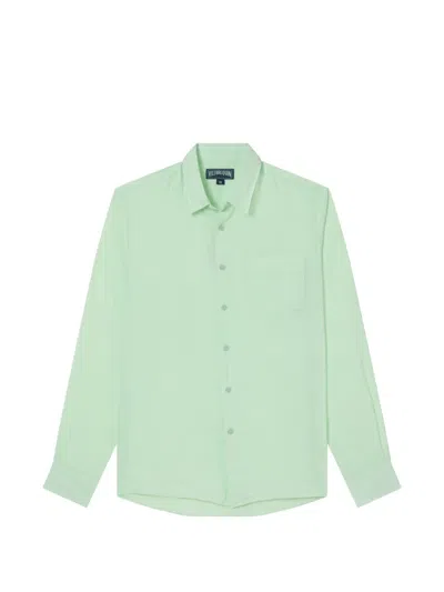 Vilebrequin Button-down Linen Shirt In Green