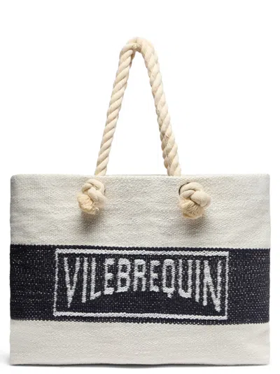 Vilebrequin Canvas Tote Bag With Rope Handles In Black