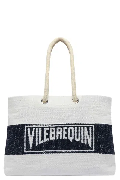 Vilebrequin Canvas Tote Bag With Rope Handles In White