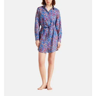 Vilebrequin Carapaces Cotton Voile Shirt Dress In Bleu De Mer