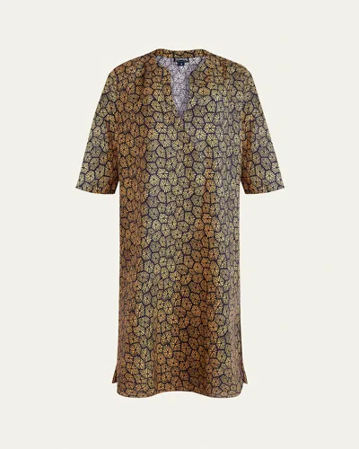 Vilebrequin Carapaces Linen Dress In Bleu Marine