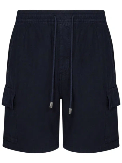Vilebrequin Linen Cargo Bermuda Shorts In Black