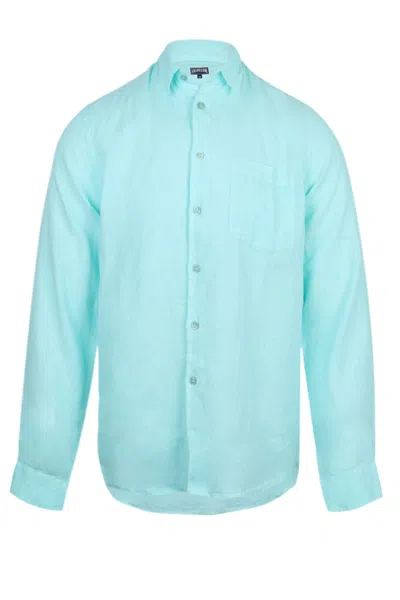 Vilebrequin Caroubis Lagoon Linen Shirt In Blue