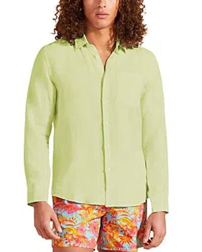 Vilebrequin Caroubis Linen Regular Fit Shirt In Green