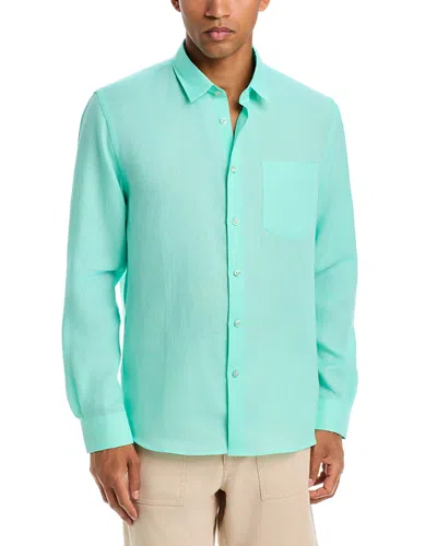 Vilebrequin Caroubis Linen Shirt In Green