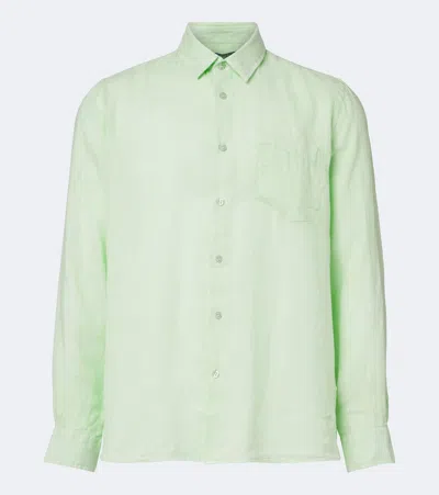 Vilebrequin Caroubis Linen Shirt In Green