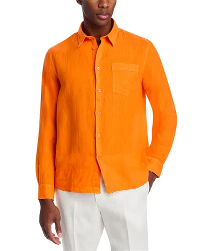 Vilebrequin Caroubis Linen Shirt In Orange