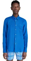 Vilebrequin Linen Solid Classic Fit Shirt In Palace