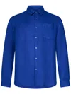 Vilebrequin Solid Linen Shirt In Blue