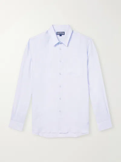 Vilebrequin Caroubis Woven Linen Shirt In Blue