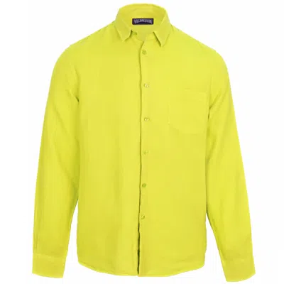 Vilebrequin Caroubis Yellow Gingem Linen Shirt