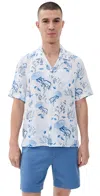 Vilebrequin Bowling Linen Shirt Medusa And Shells In White