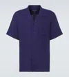 Vilebrequin Mens Minuit Charli Brand-embroidered Linen Shirt In Blue