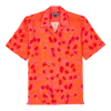 Vilebrequin Bowling Linen New Leopard Shirt In Orange
