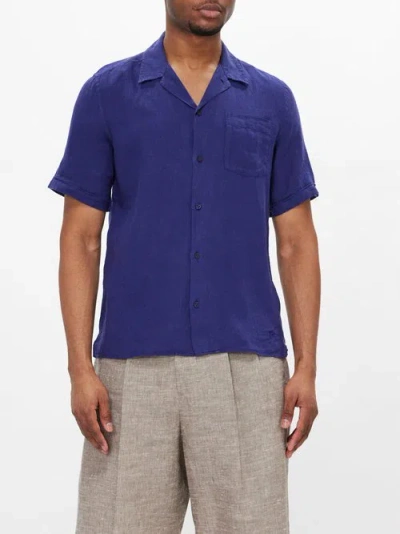 Vilebrequin Charli Patch-pocket Linen Shirt In Navy