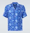 Vilebrequin Silk X-ray Turtle Print Charli Shirt In Blue