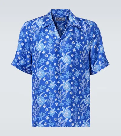Vilebrequin Charli Printed Silk Bowling Shirt In Blue