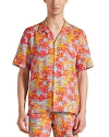 VILEBREQUIN CHARLI TAHITI FLOWERS PRINT LINEN CAMP SHIRT