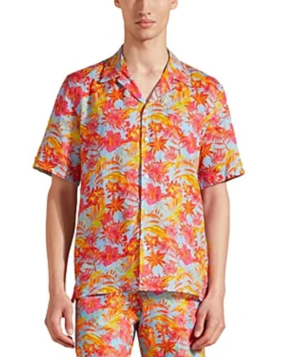 Vilebrequin Charli Tahiti Flowers Print Linen Camp Shirt In Santorini