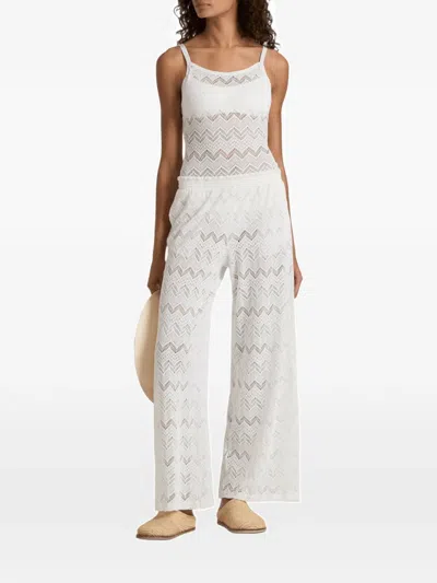 Vilebrequin Chevron-knit Wide-leg Trousers In White