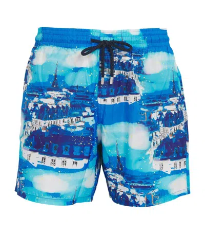 Vilebrequin City Print Mahina Swim Shorts In Blue