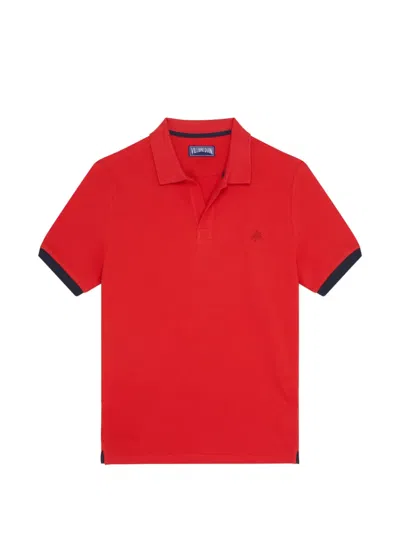 Vilebrequin Contrast-trim Polo-collar T-shirt In Red