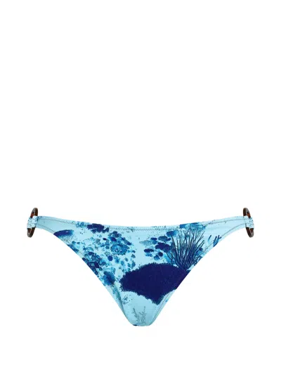 Vilebrequin Bikini Bottoms With Marine Print And Side Details In Blue