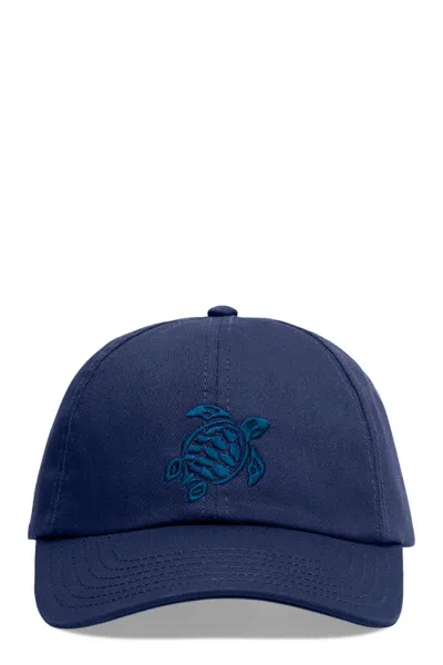 Vilebrequin Cotton Cap With Embroidered Turtle In Blue