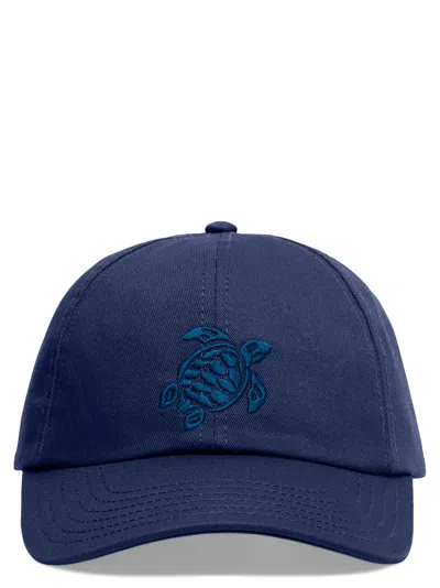 Vilebrequin Cotton Cap With Embroidered Turtle In Blue