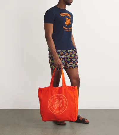 Vilebrequin Cotton Logo Print Portisol T-shirt In Navy