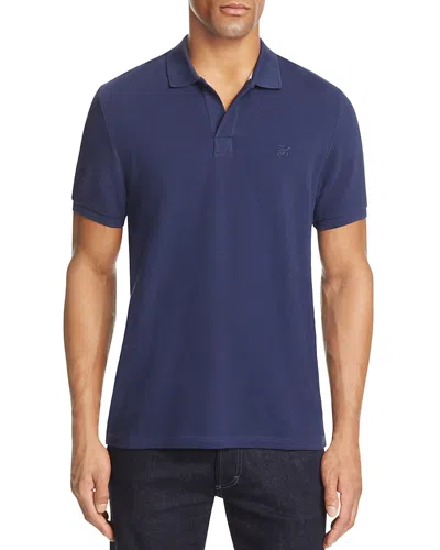 Vilebrequin Logo Print Cotton Pique Polo T-shirt In Marine Blue