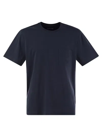 Vilebrequin Cotton T-shirt With Pocket In Marine Blue