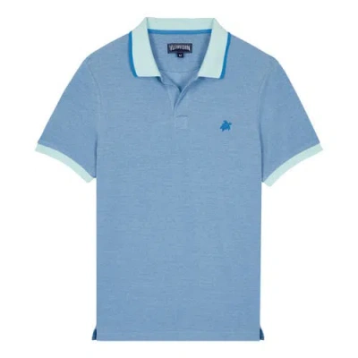 Vilebrequin Cotton Two Tone Pique Polo Shirt In Thalassa