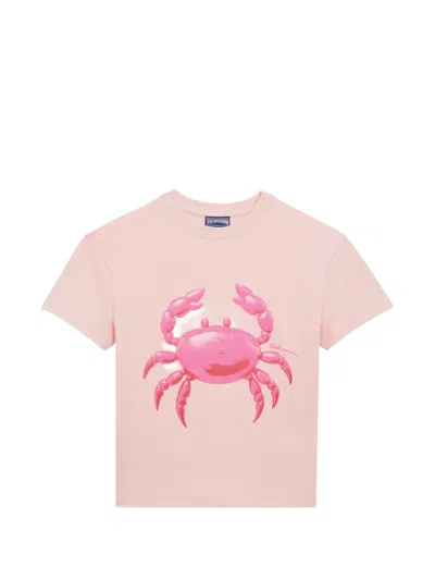 Vilebrequin Kids' Crab-print Round-neck T-shirt In Pink