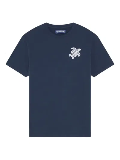 Vilebrequin Crew-neck Turtle-embroidery T-shirt In Blue