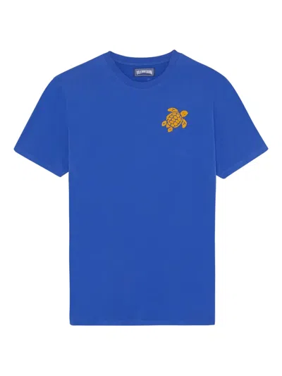 Vilebrequin Crew-neck Turtle-embroidery T-shirt In Blue