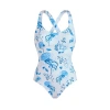 Vilebrequin Crossed Back Straps One-piece Swimsuit Medusa And Shells In Blue