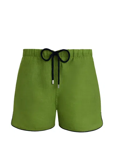 Vilebrequin Drawstring Linen Swim Shorts In Green