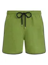 Vilebrequin Drawstring Piped Linen Swim Shorts In Green