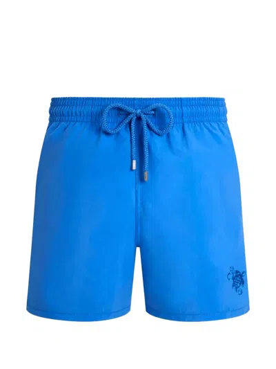 Vilebrequin Swim Shorts With Blue Gradient And Water-reactive Turtle Print In Black