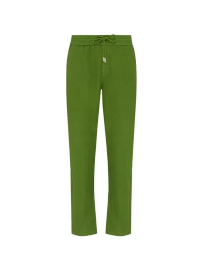 Vilebrequin Drawstring-waist Linen Trousers In Green