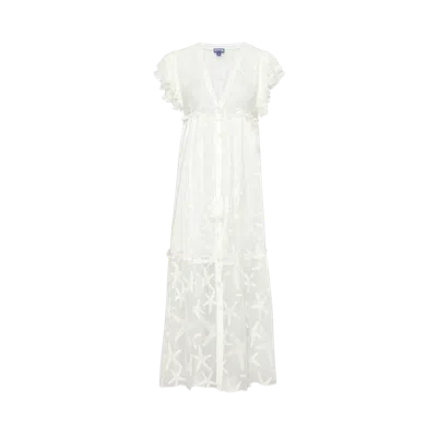 Vilebrequin Starfish Long Transparent Silk Dress In White