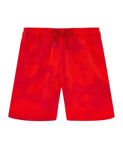 Vilebrequin Kids' Elastic Waist Swimming Trunks In Red